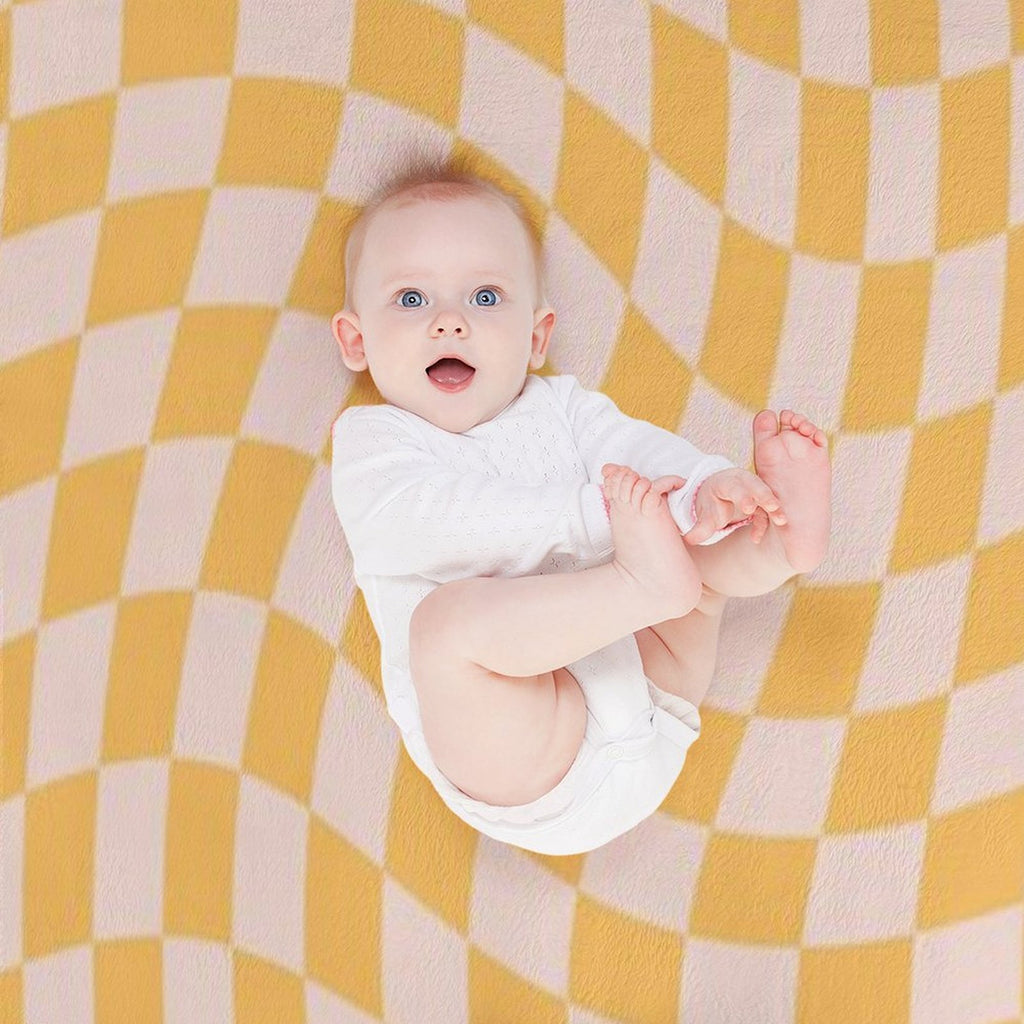 Check I - Yellow Twist Quick-dry Throw Blanket