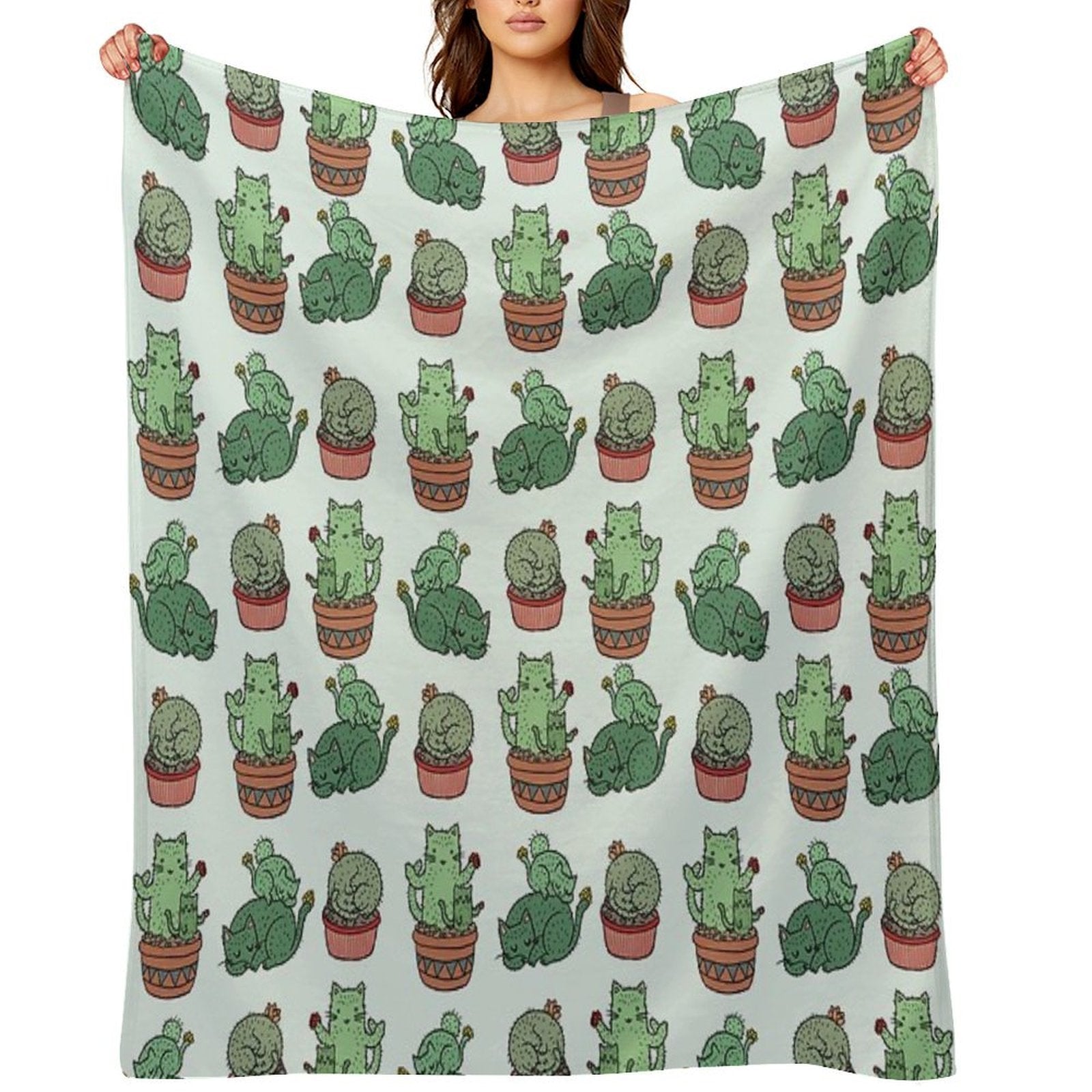 Cactus Cats Versatility Throw Blanket