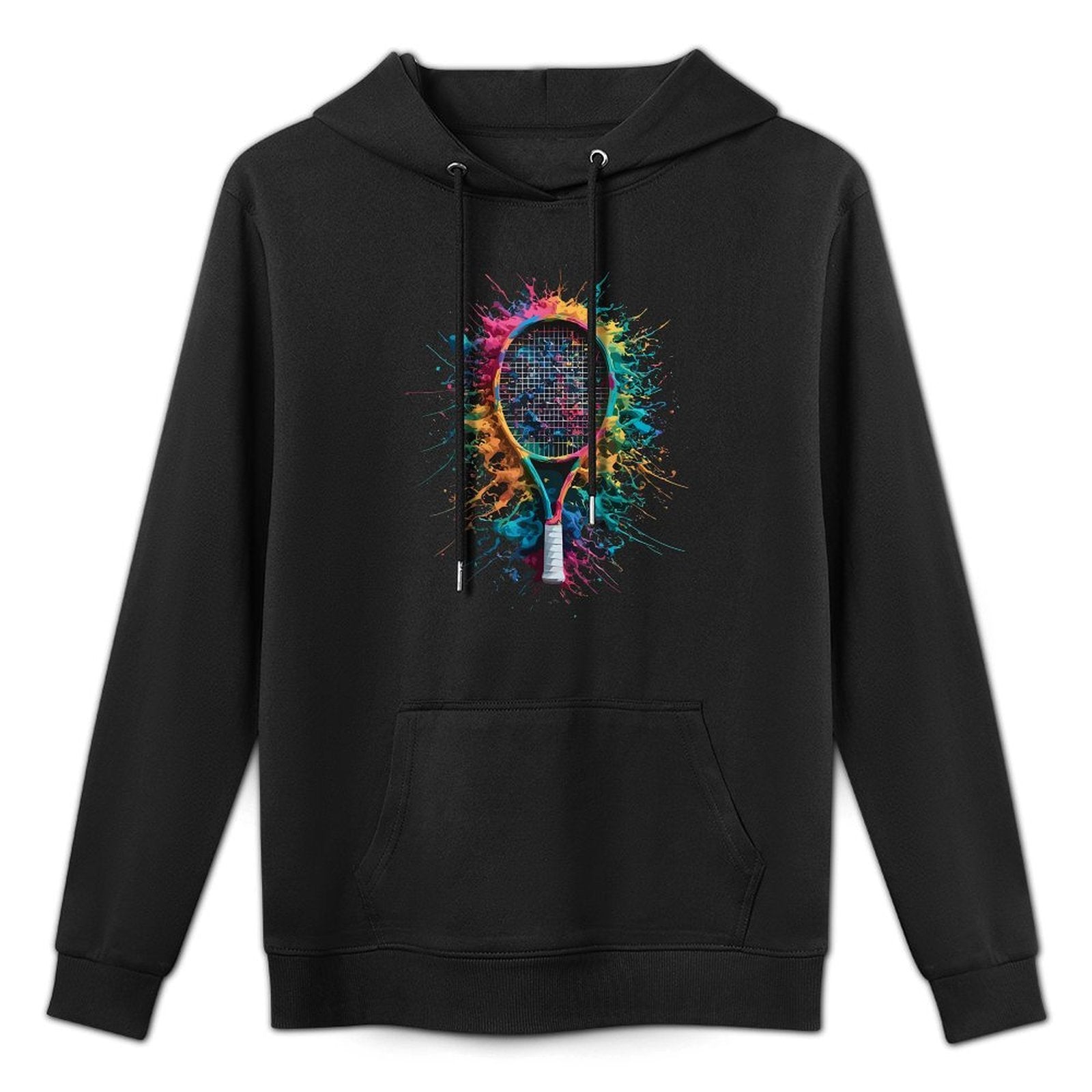 Colorful Paint Splash Tennis Racket Art Graphic Machine Washable Hoodie