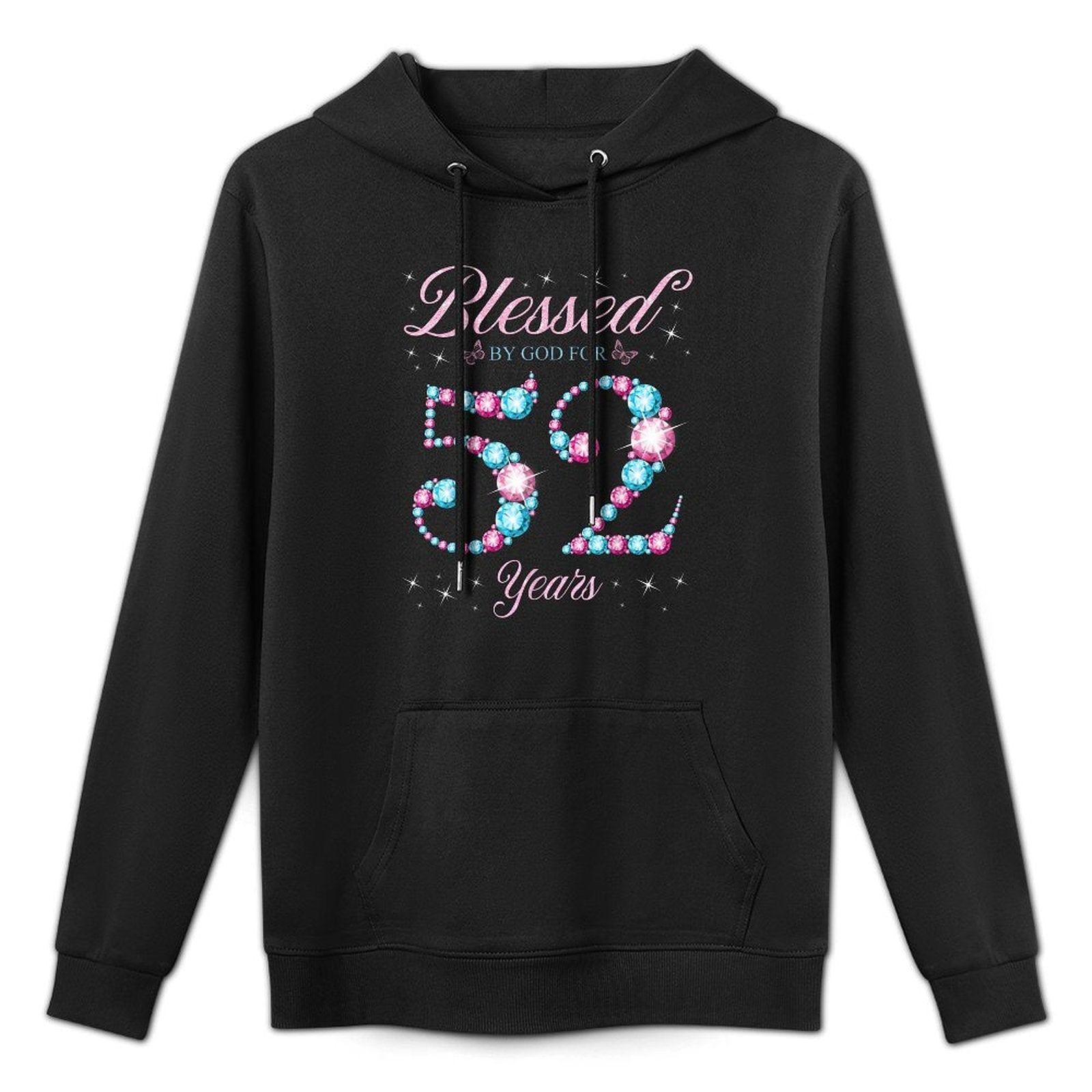 Blessed By God For 52 Years Old 52nd Birthday Woman Queen Medium-Weight Fabric Hoodie