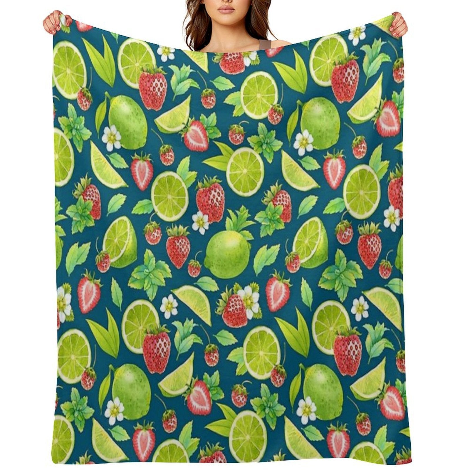 Strawberry And Lime Premium Throw Blanket