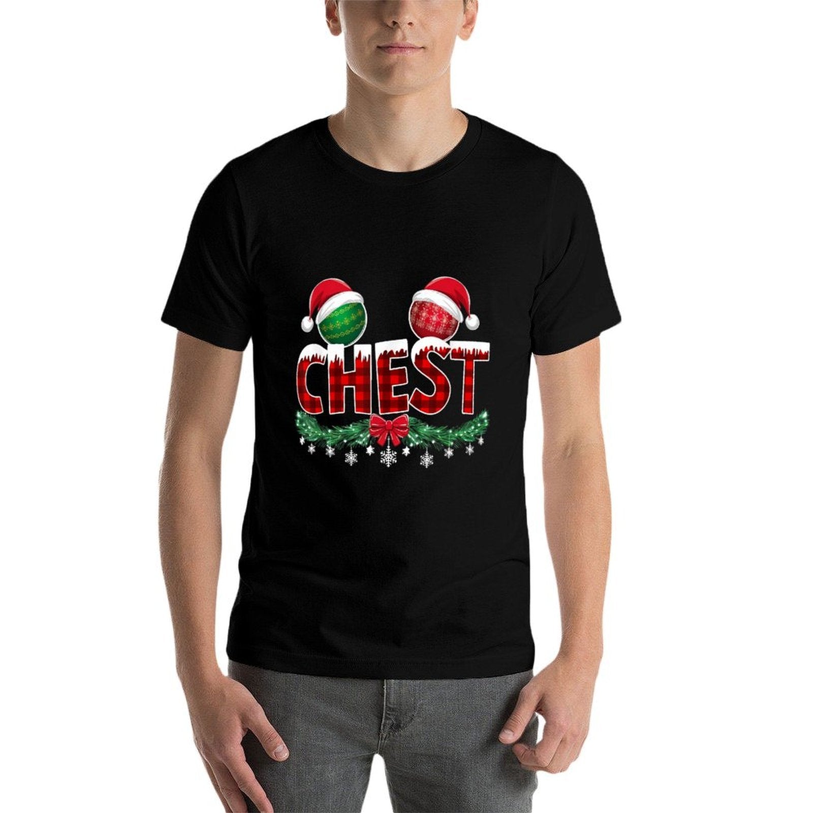 Chest Nuts Christmas T Matching Couple Chestnuts Chest  Stretchy T-Shirt