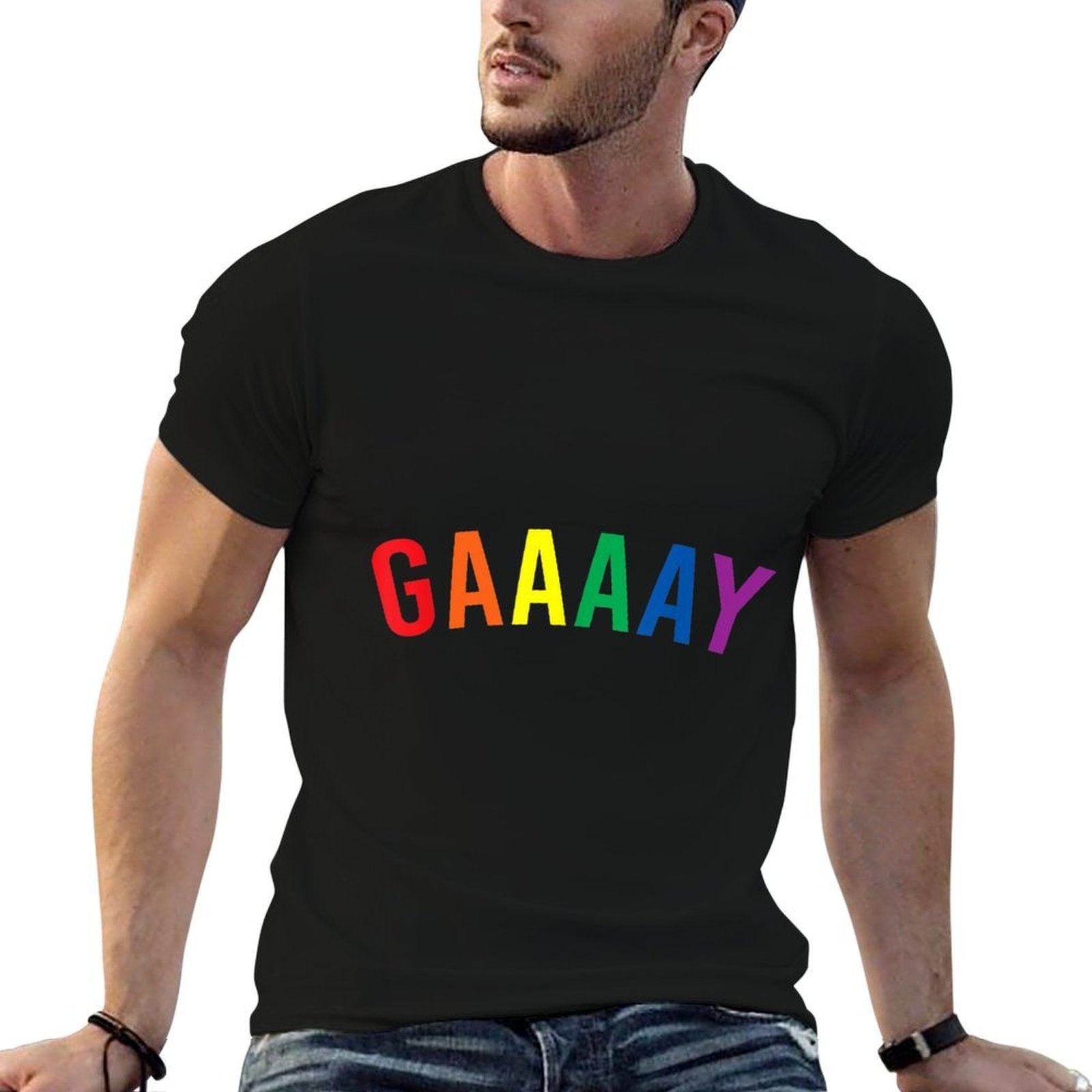 GAAAAY Rainbow - Minimalist Gay Pride  Vintage-inspired T-Shirt
