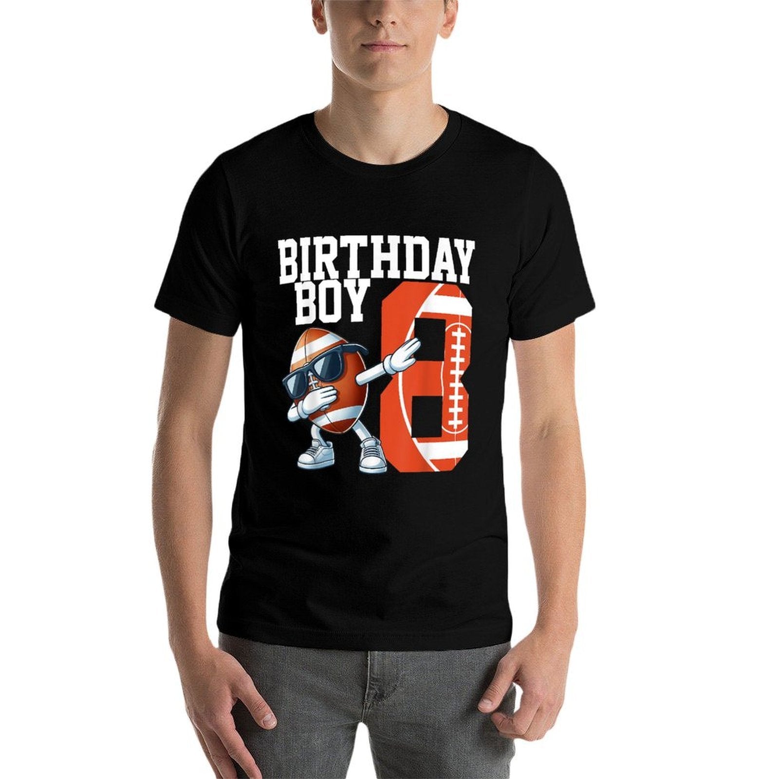 8 Years Old Boy Football Player 8th Football Birthday Boys  Breathable T-Shirt