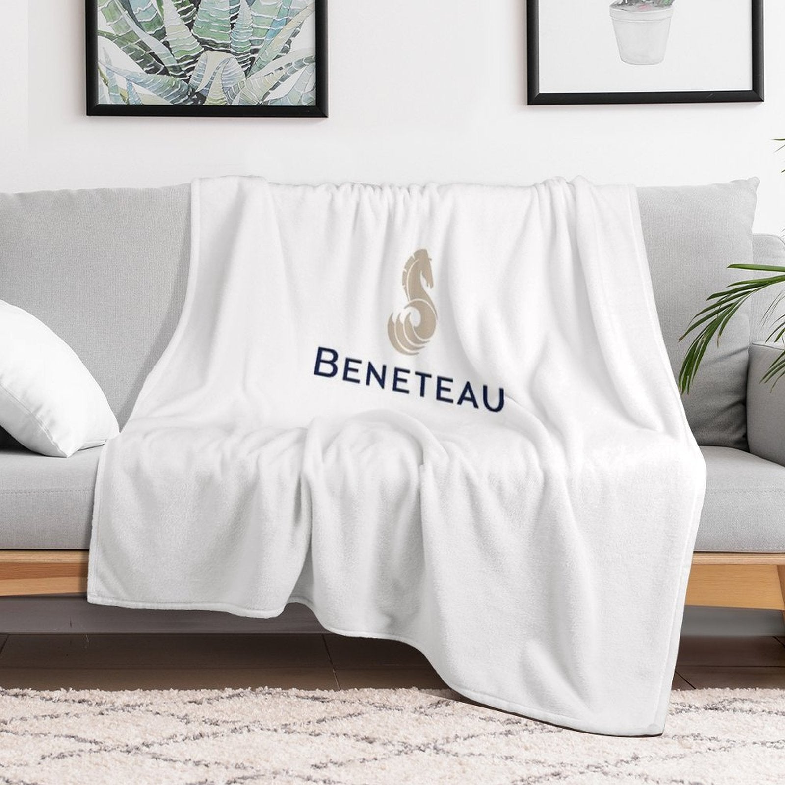 Beneteau Yachts Logo Fishing Versatility Throw Blanket