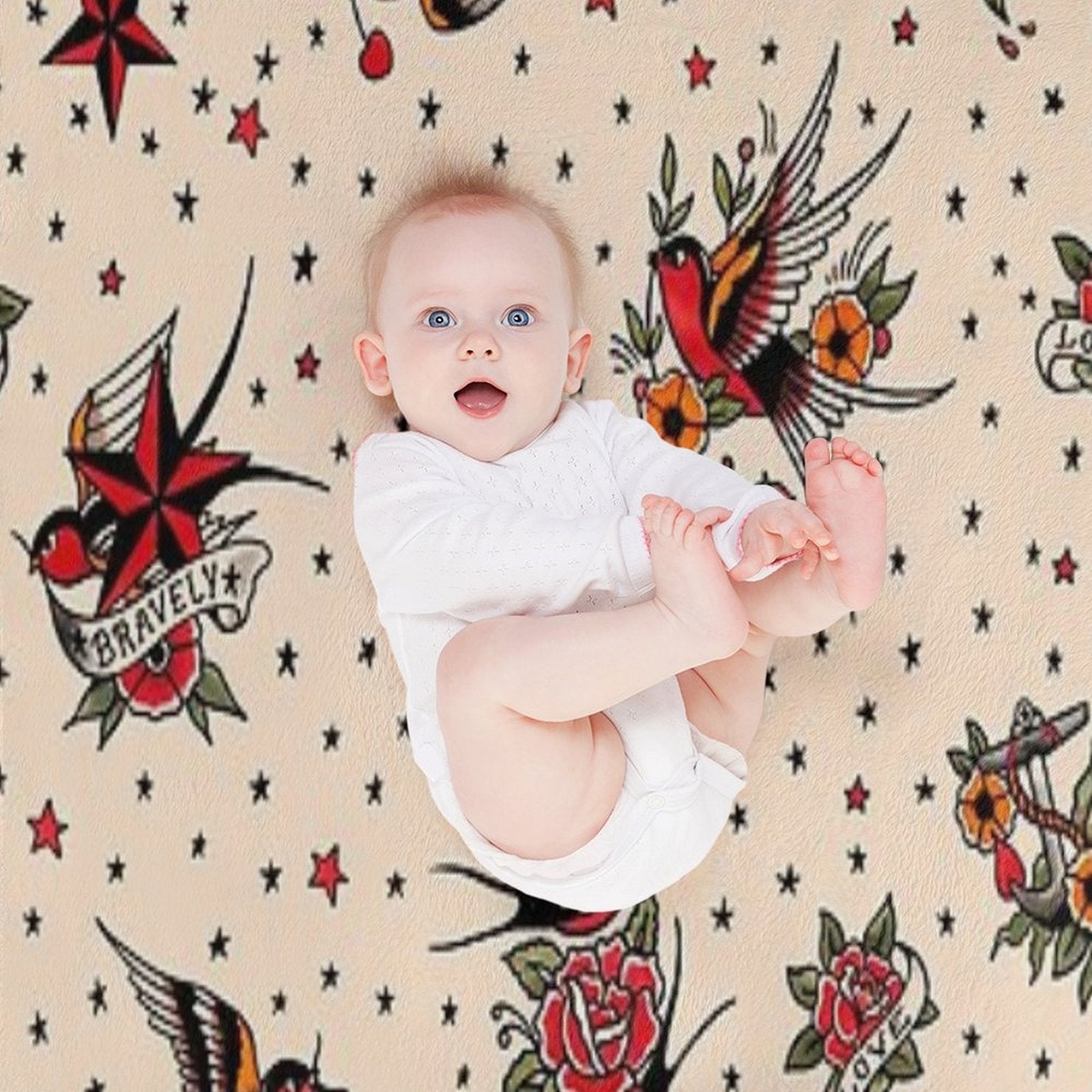 Tattoo Flash Machine-washable Throw Blanket