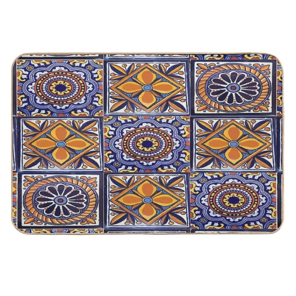 Mix Yellow Mexican Folk Art Authentic Talavera Tile Hand Painted Interior Decoration  Versatile Bath Mat