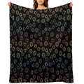 DnD Dice Rainbow on Black Pattern Durable Throw Blanket