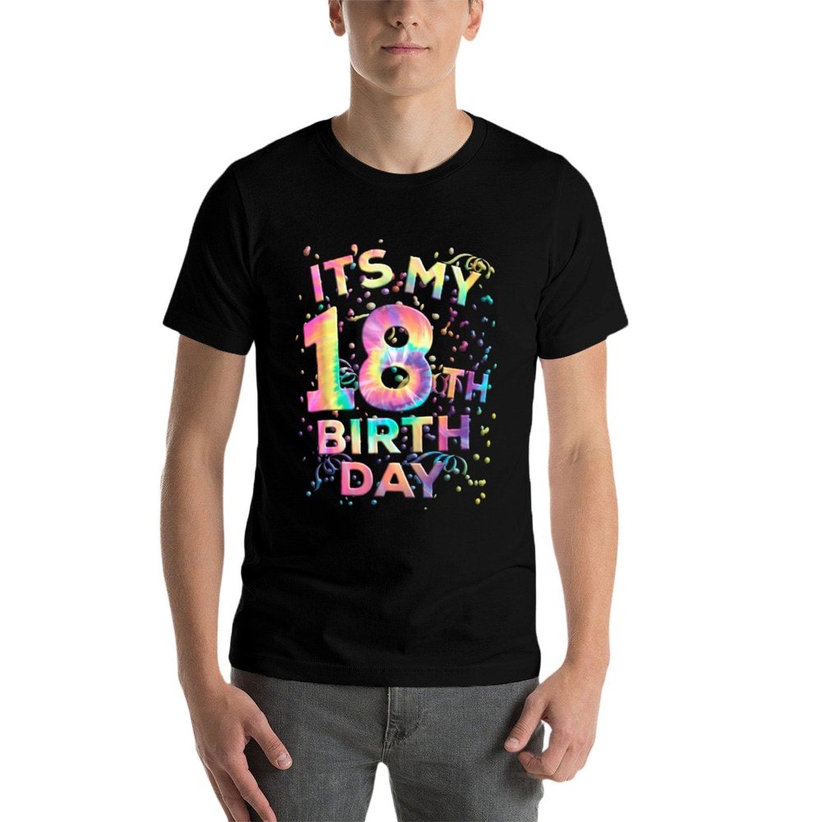Funny Tie Dye Its My 18th Birthday 18 Year Old Bday  Fade-proof Color T-Shirt