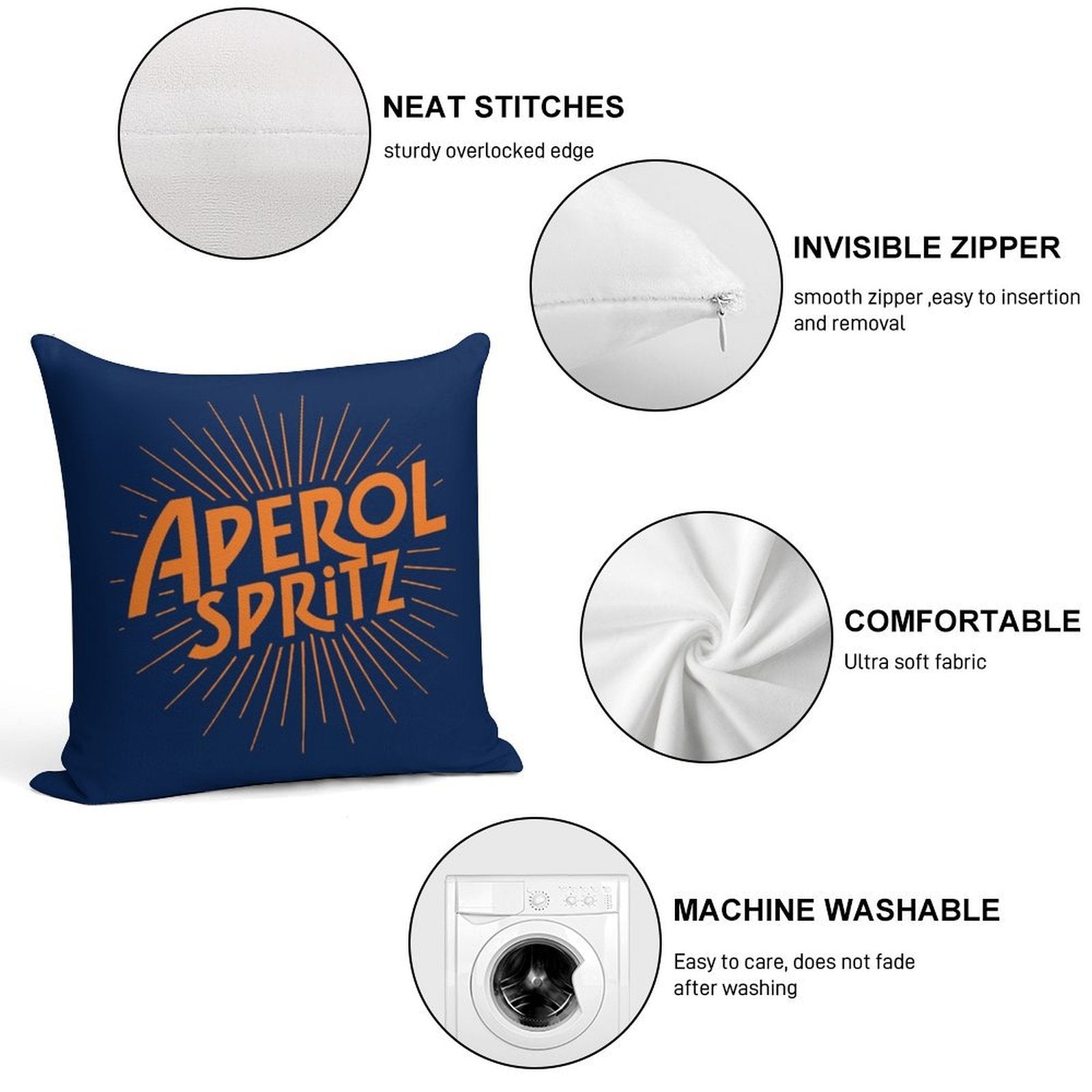APEROL SPRITZ Soft Ultra-Soft Texture Throw Pillow
