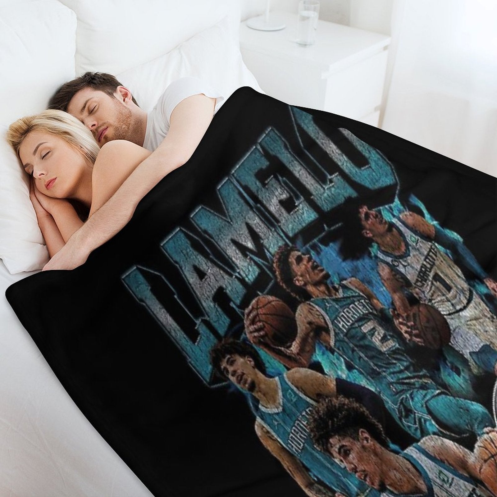 Lamelo Ball Charlotte Hornets Vintage Sustainable Throw Blanket