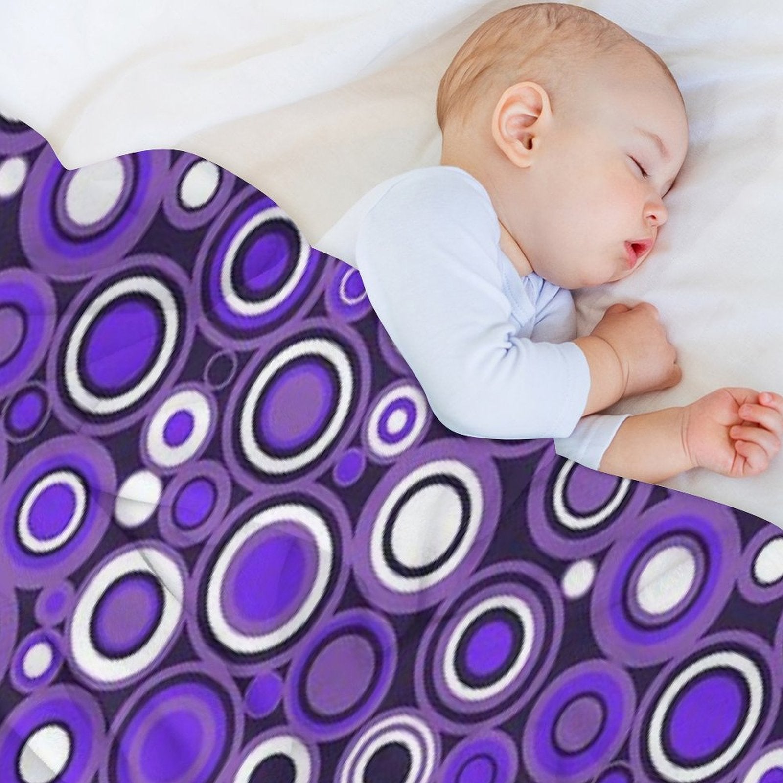 Ultra Violet, Purple And White Circle Retro Pattern Easy Care Throw Blanket