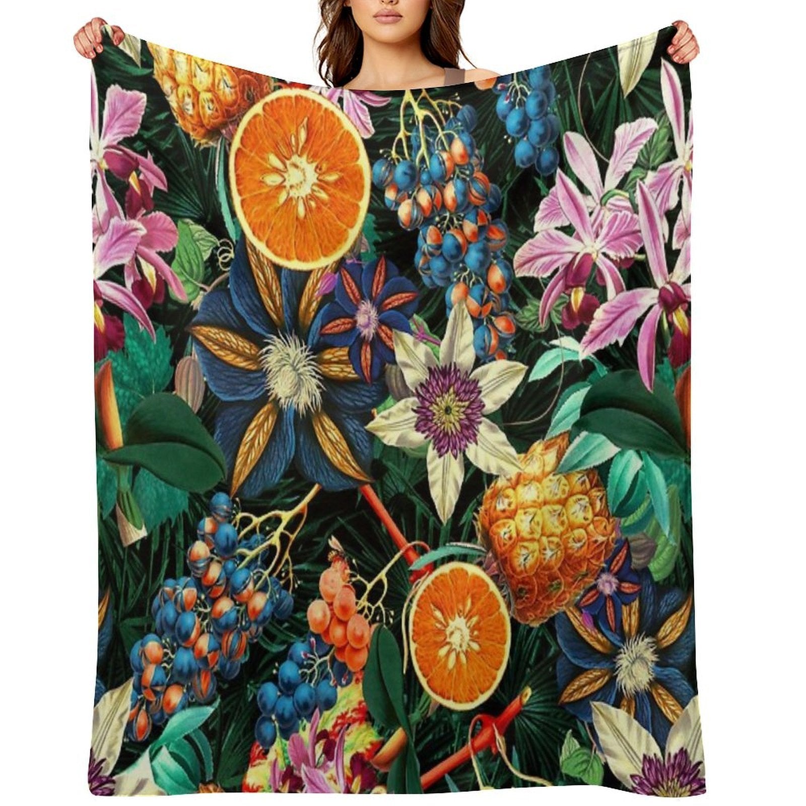 Tropical Orange Garden Multi-functional Throw Blanket