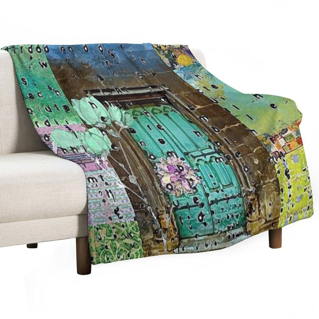 Teal Door Abstract Art Comfort Throw Blanket