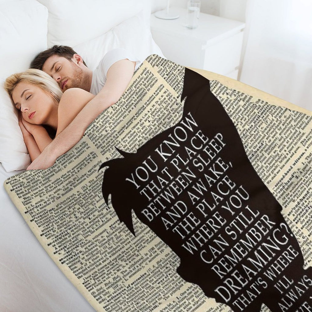 Peter Pan Over Vintage Dictionary Page - That Place Velvety-soft Throw Blanket
