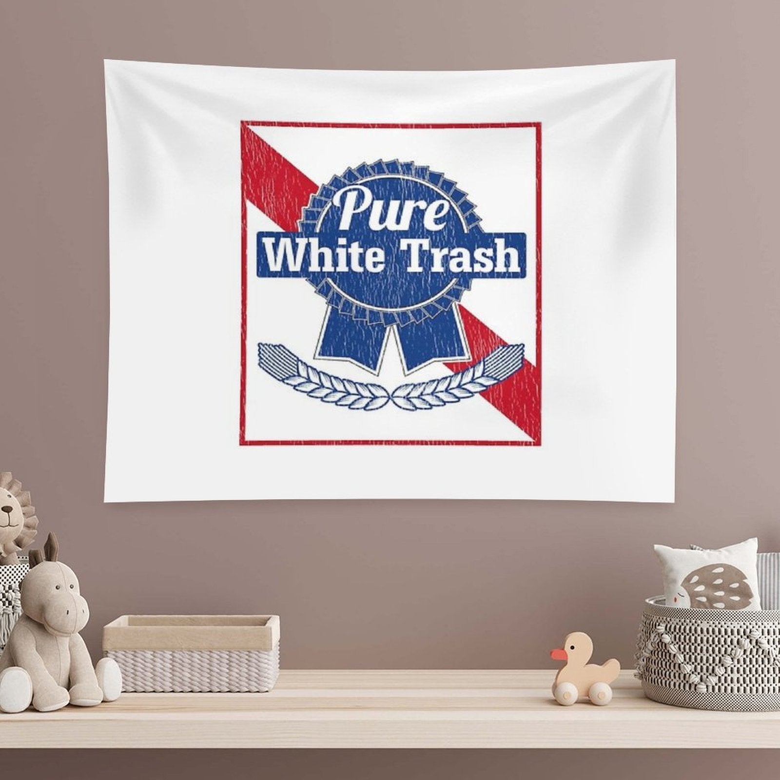 Funny Redneck Gift, Pure White Trash Tapestry