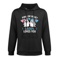 Pink Or Blue Daddy Loves You Gender Reveal Halloween Ghost Shape Retention Hoodie