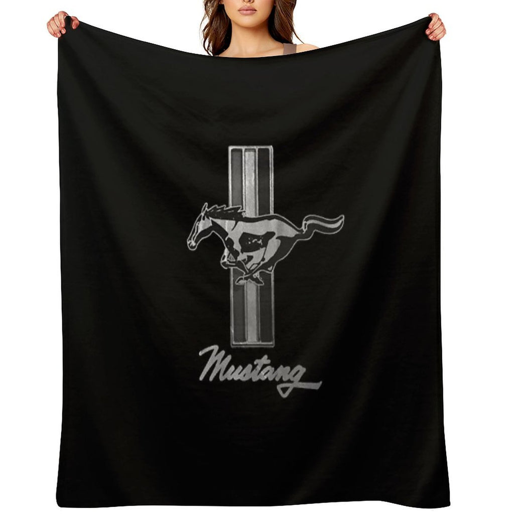 Silver Ford Mustang Vintage Sustainable Throw Blanket
