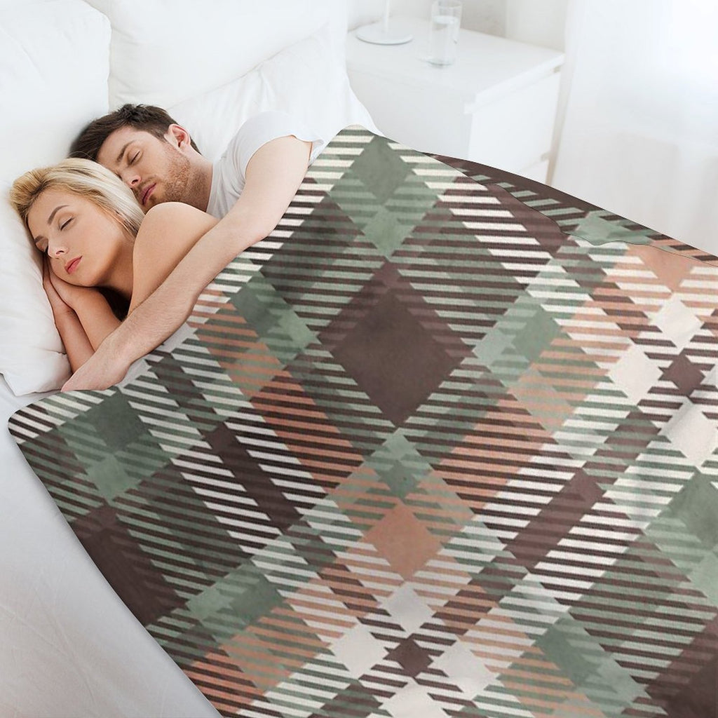 Aspen Flannel Brown Teal Shrink-resistant Throw Blanket