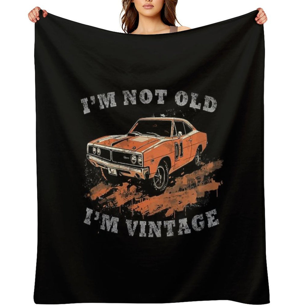 I'm Not Old I'm Classic Funny Car Graphic 1969 Dodge Charger Travel-friendly Throw Blanket
