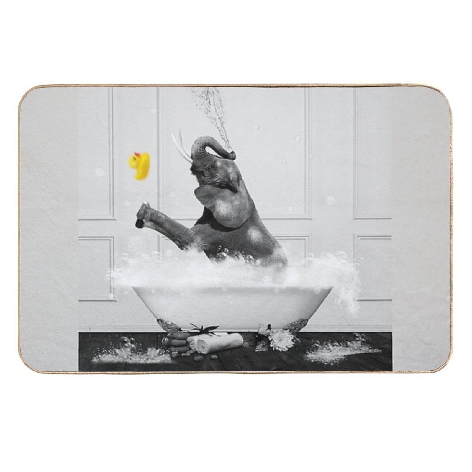 Elephant Taking A Bath  Long-Lasting Bath Mat