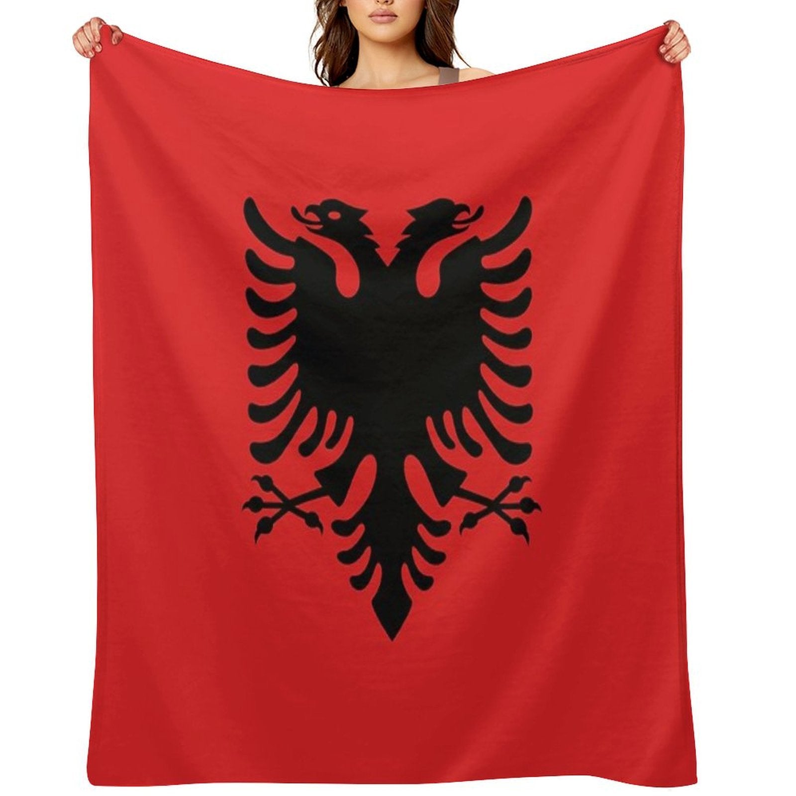Albanian Flag Eco-conscious Throw Blanket