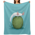 Axolotl on A Mossball Velvety-soft Throw Blanket