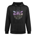 Womens Cute Casual Look Summer Vintage Dragonfly Print Top Kangaroo Pocket Hoodie