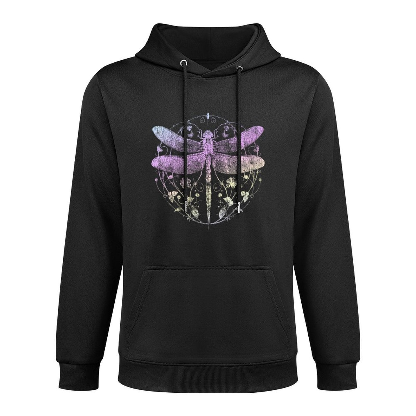 Womens Cute Casual Look Summer Vintage Dragonfly Print Top Kangaroo Pocket Hoodie
