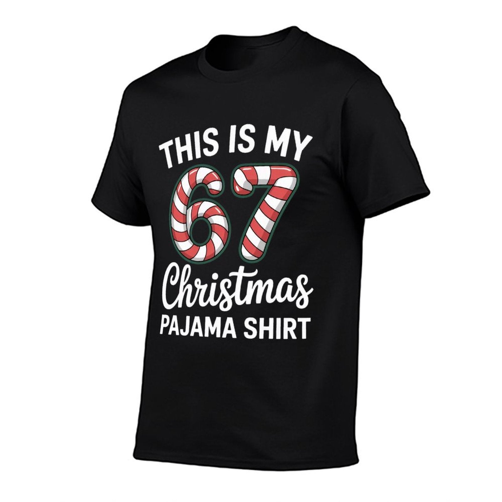 67 Christmas Pajama Funny 6-7 Meme 6 7 Holiday  Ribbed Collar T-Shirt
