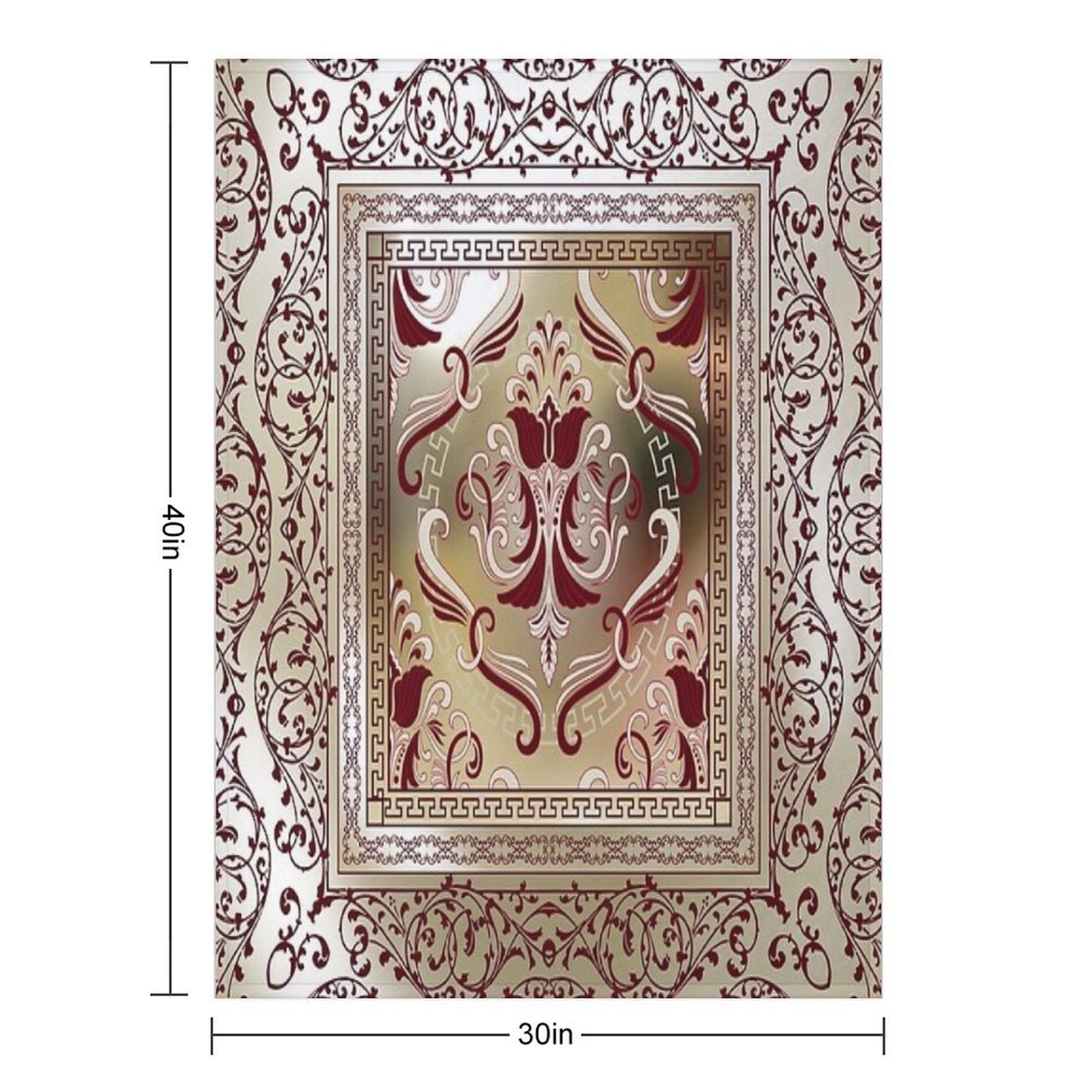 Maroon Baroque Ornate Floral Greek Key Velvety-soft Throw Blanket