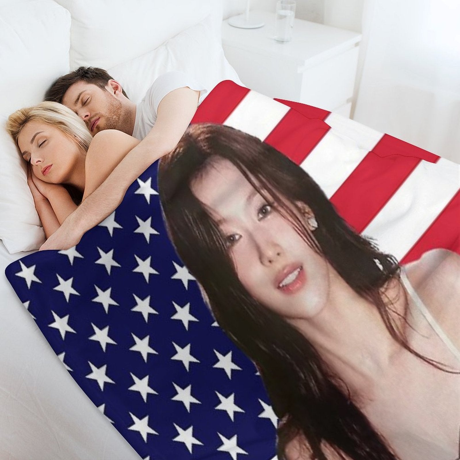 Kpop Sana Twice USA Flag Funny Kpop Easy Care Throw Blanket