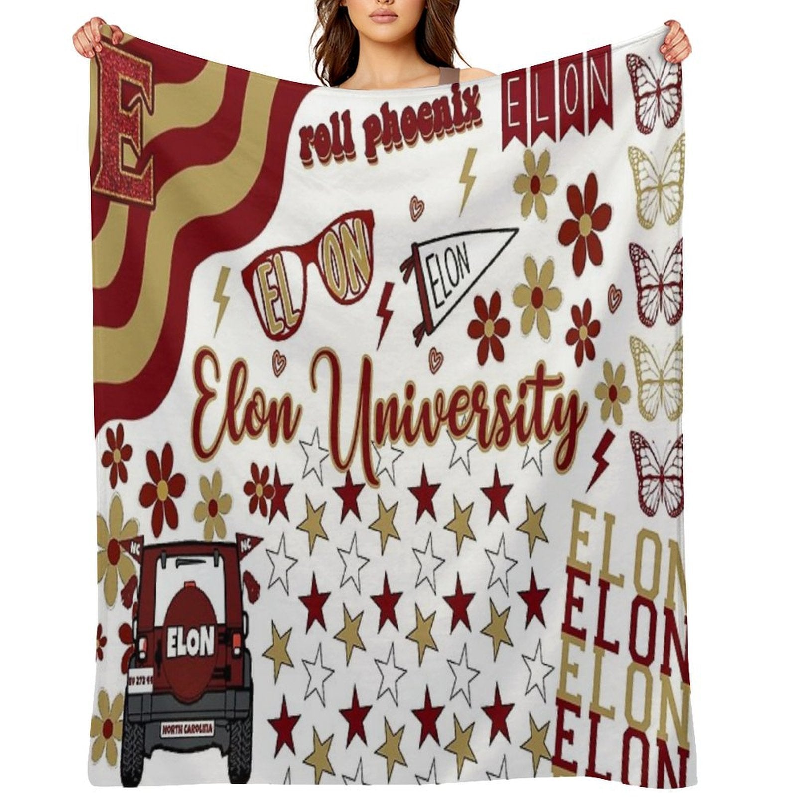 Elon Collage Quick-dry Throw Blanket