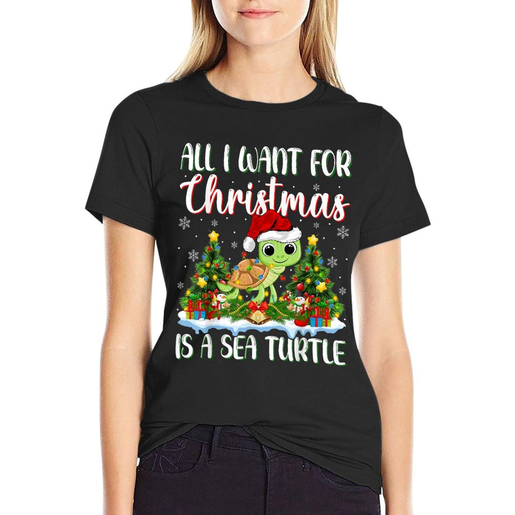 I Want For Christmas Is A Sea Turtle Xmas Tree Lights  Relaxed-fit T-Shirt