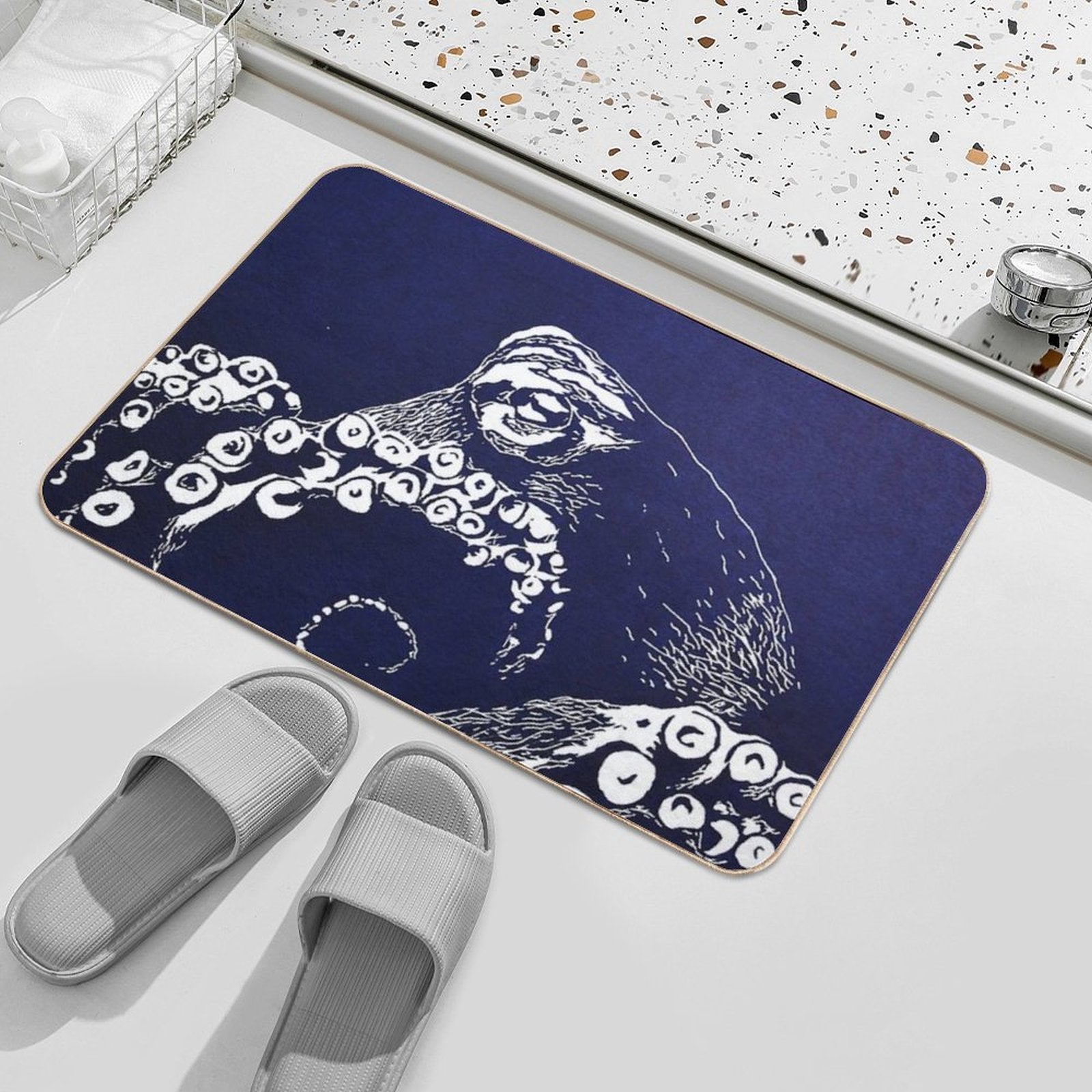 Blue Octopus  Anti-Trip Bath Mat