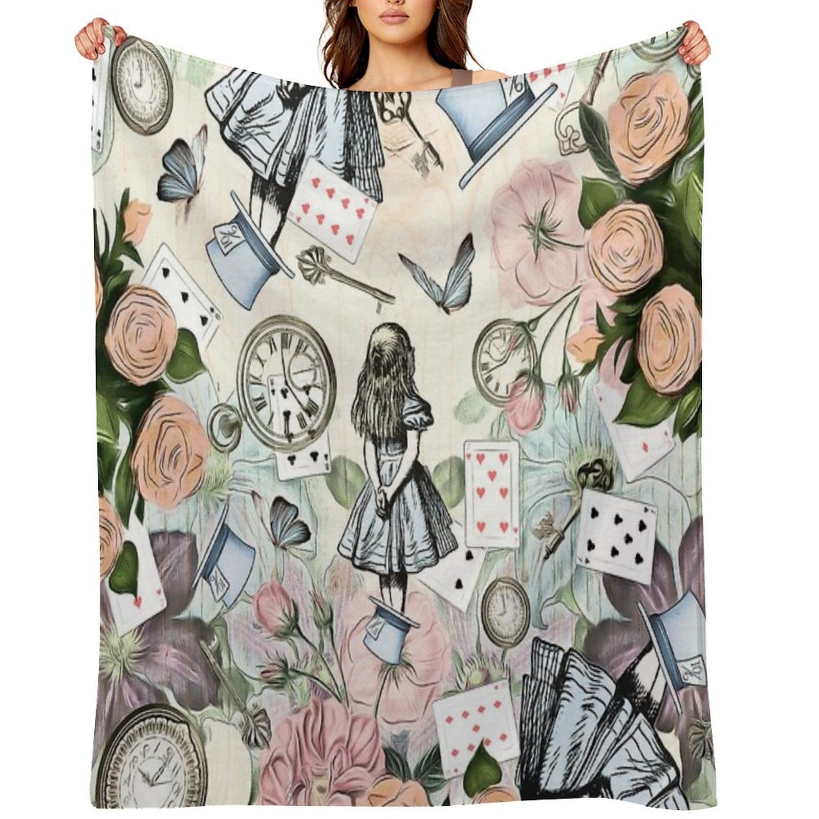 Alice In Wonderland  Collage Shrink-resistant Throw Blanket