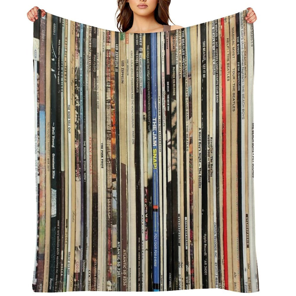 Classic Rock Vinyl Records Travel-friendly Throw Blanket