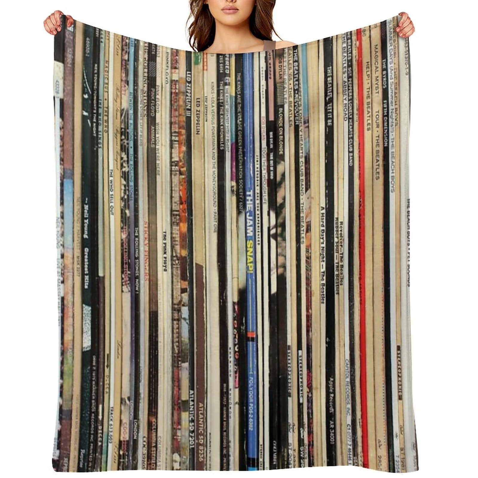 Classic Rock Vinyl Records Travel-friendly Throw Blanket