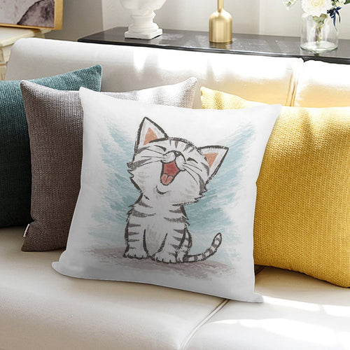 American Shorthair Happy Soft Durable Construction Throw Pillow