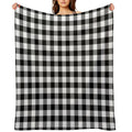 Black And White Gingham Checked Pattern Machine-washable Throw Blanket