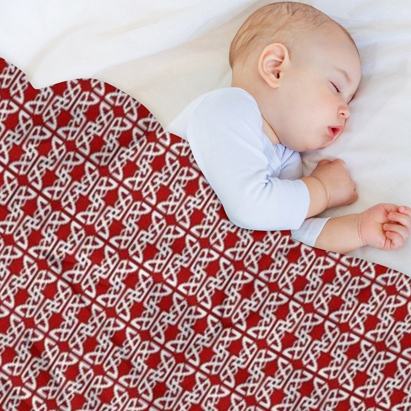 HEXTANGLE. ABSTRACT NOUVEAU PATTERN. REDWHITE. Easy Care Throw Blanket