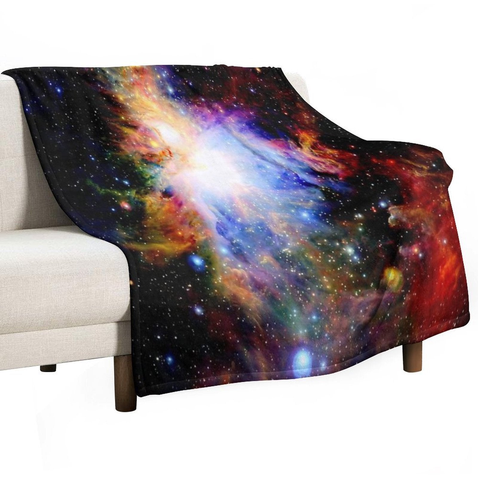 Galaxy Dark & Colorful Orion Nebula Easy Care Throw Blanket