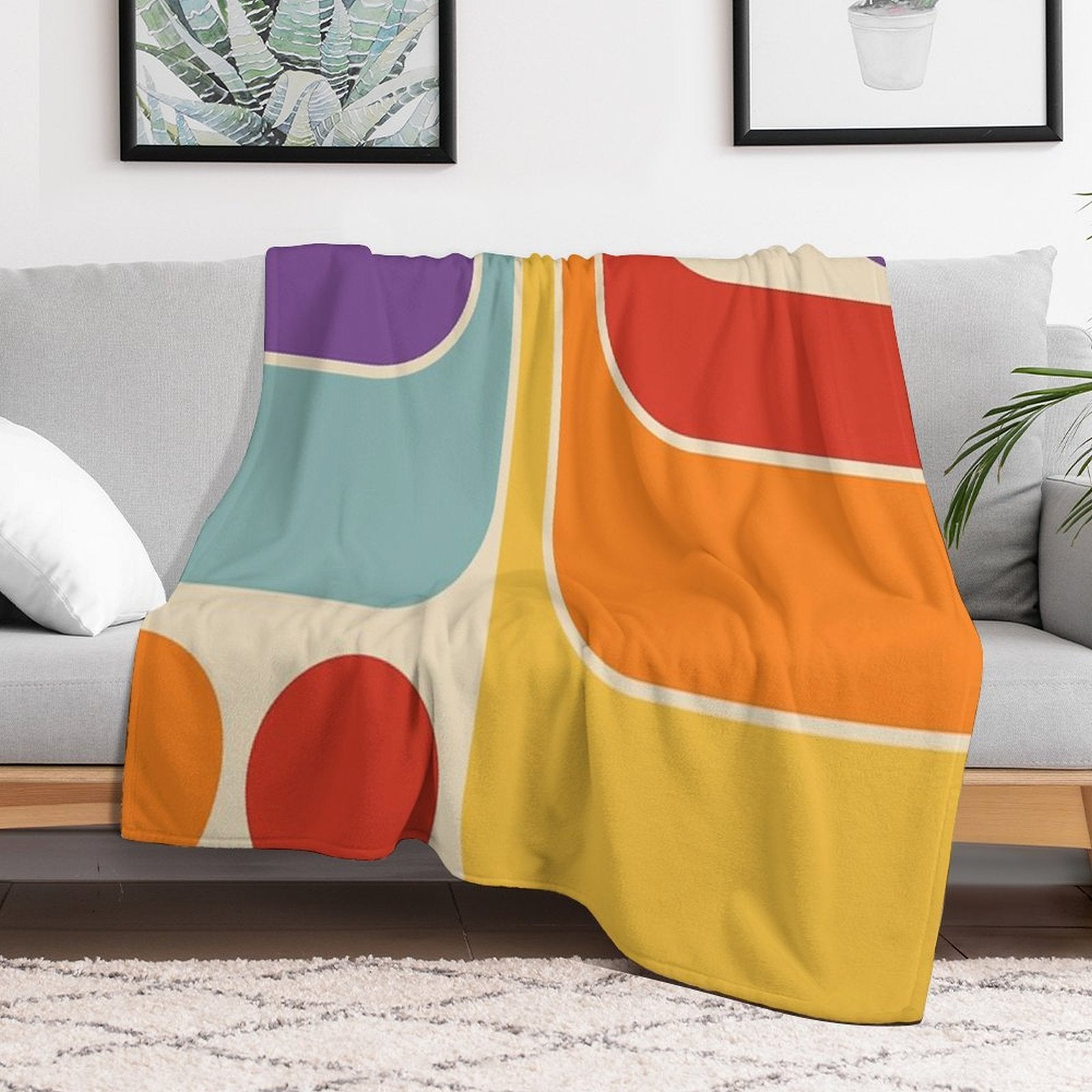 Retro Geometric Design 628 Eco-conscious Throw Blanket
