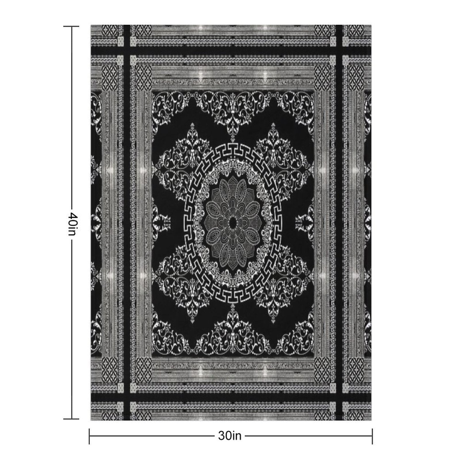 Ornate Baroque White Black Intricate Greek Key Border Versatility Throw Blanket