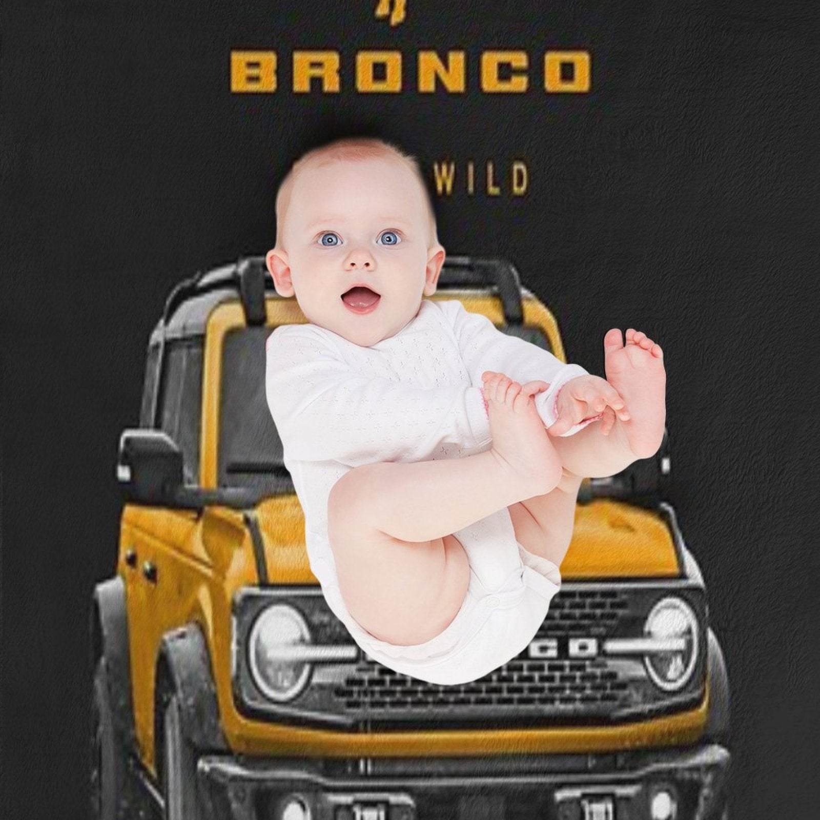 Bronco And Logo - Cyber Orange Sustainable Throw Blanket