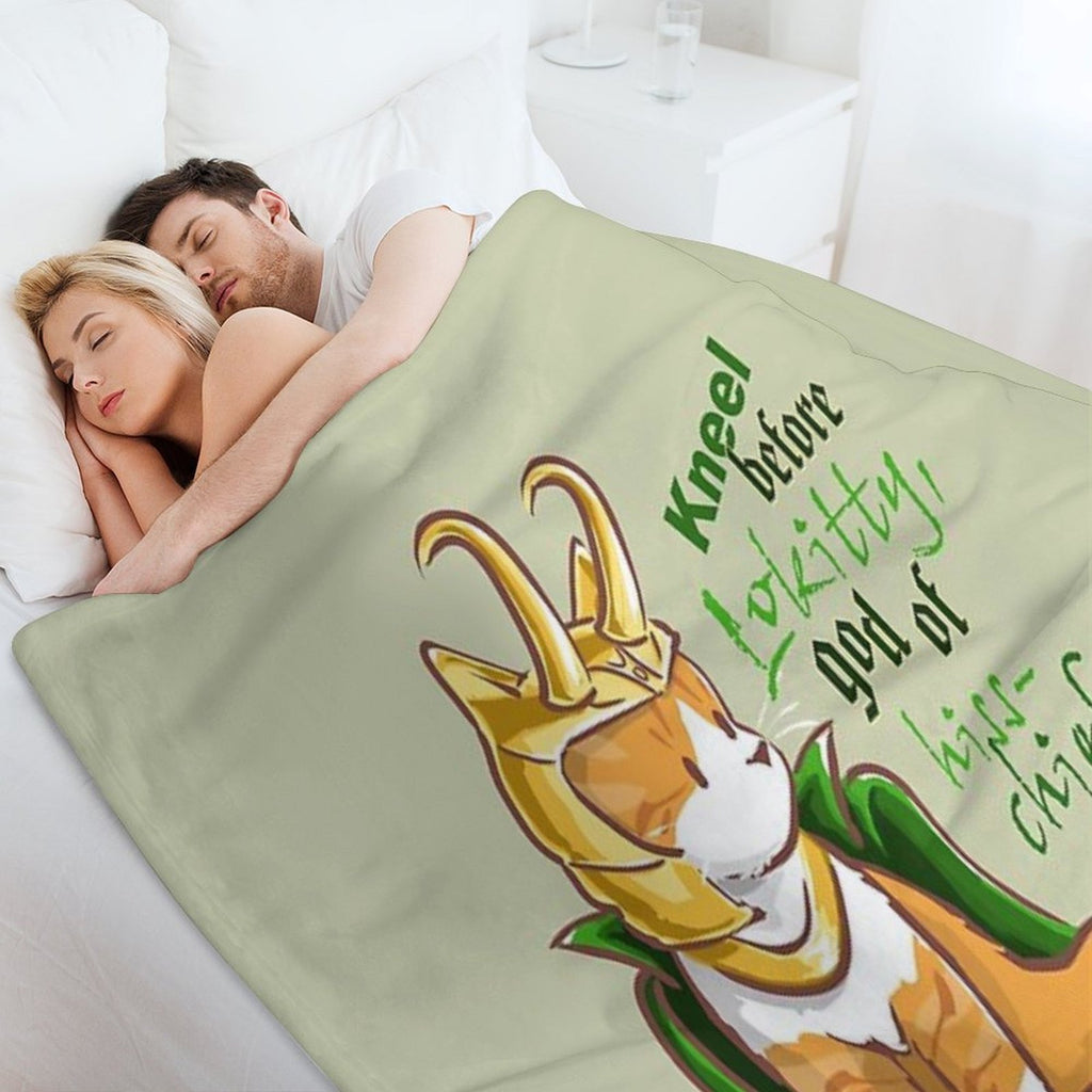 Kneel Before Lokitty! (chibi Version) Eco-conscious Throw Blanket