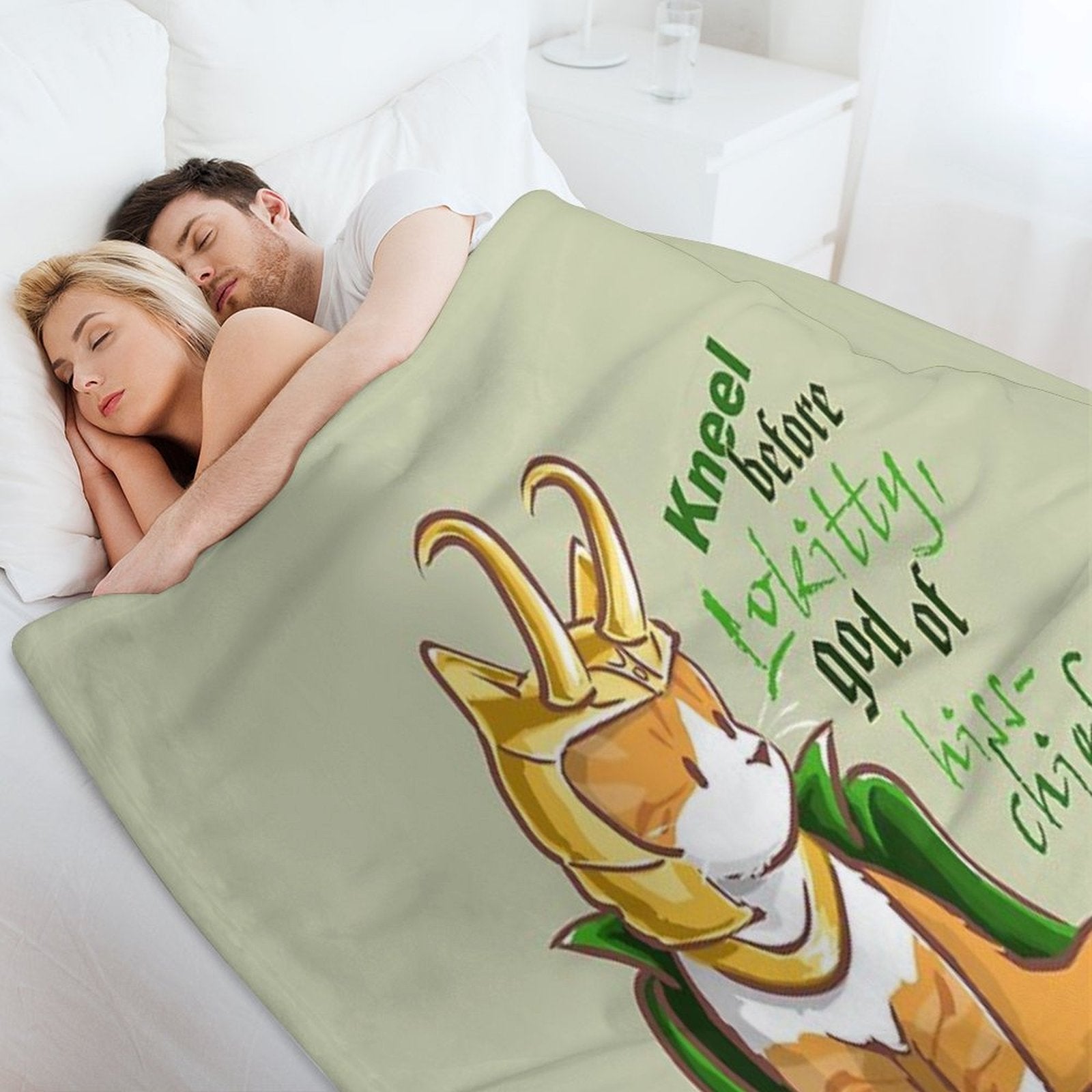 Kneel Before Lokitty! (chibi Version) Eco-conscious Throw Blanket