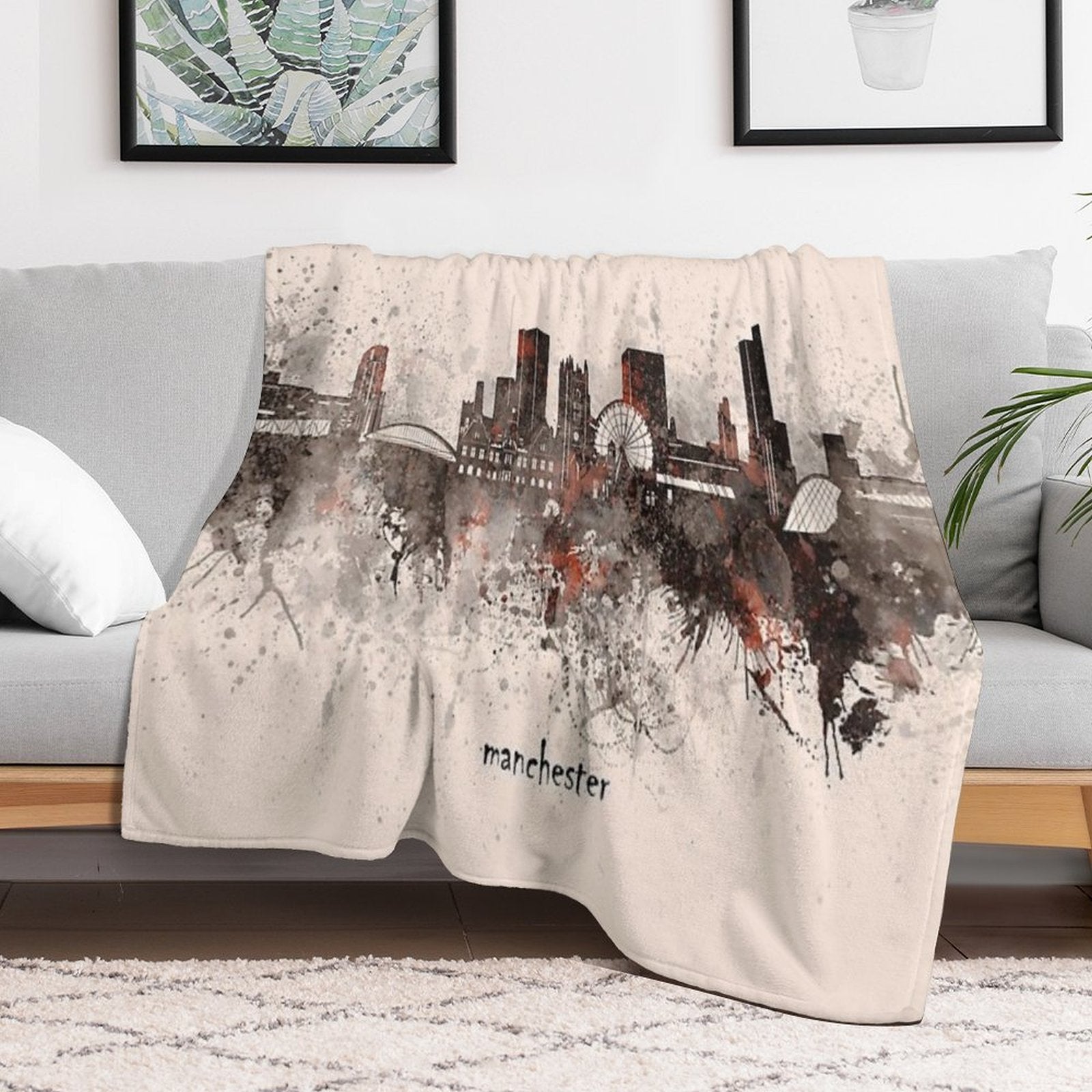 Manchester Skyline Anti-pilling Throw Blanket