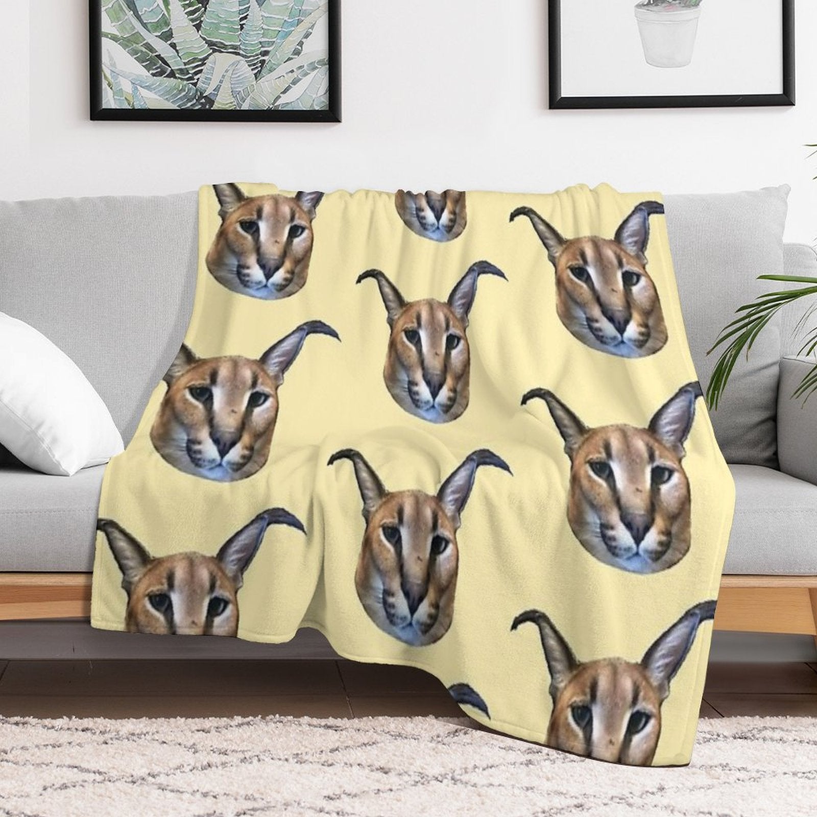 Big Floppa Easy Care Throw Blanket