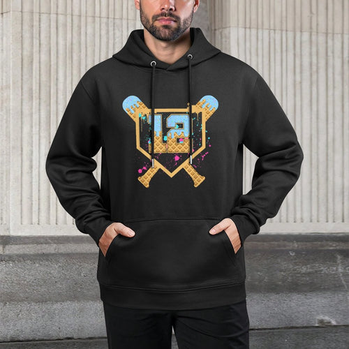 Baseball 12 Year Old Ice Cream Drip 12th Birthday Number 12 Shrink-Resistant Hoodie